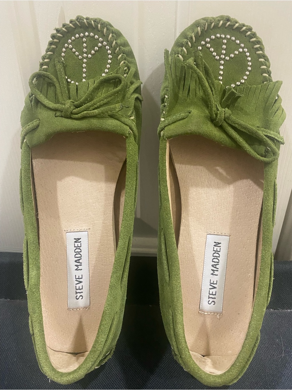 Steve Madden leather Suede Peace Moccasins Sz 6.5 loafer - Picture 2 of 9